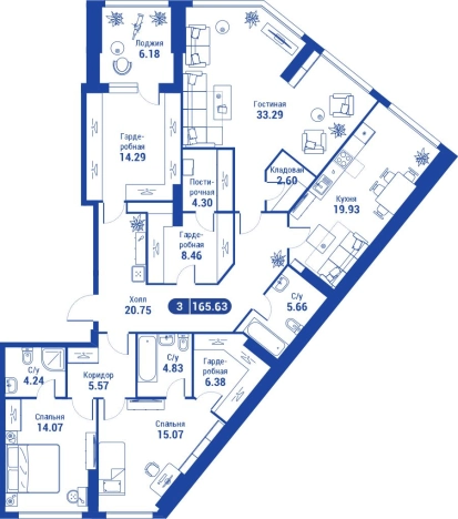 Купить трехкомнатную квартиру в новостройках у метро Алексеевская в Москве. Вариант № 140799, 0, площадь -  квм, цена 62659584 рублей