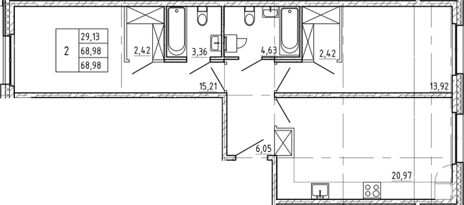 Купить двухкомнатную квартиру в ЖК Регенбоген в Санкт-Петербурге. Вариант № 7598128, 0, площадь -  квм, цена 26540518 рублей
