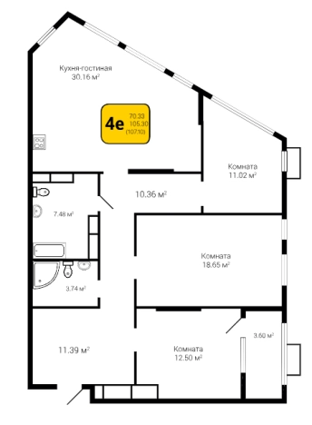 Купить четырехкомнатную квартиру в Воронеже. Вариант № 132924, 0, площадь - квм, цена 18528322 рублей