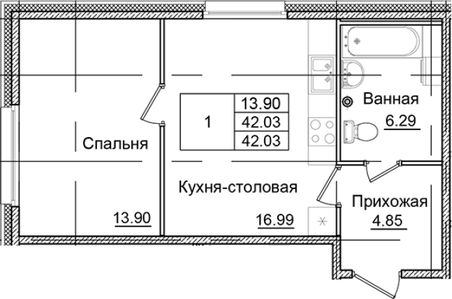 Купить однокомнатную квартиру в новостройках в ЖК Квартал Заречье в Санкт-Петербурге. Вариант № 6707136, 0, площадь -  квм, цена 7328613 рублей
