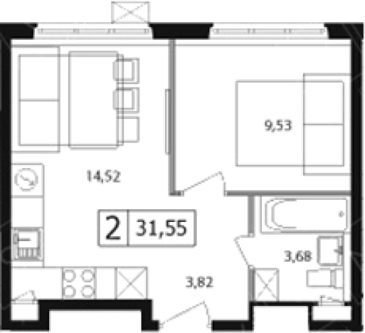 Купить однокомнатную квартиру в новостройках в районе Расторгуево в Видном. Вариант № 5833383, 0, площадь -  квм, цена 6299541 рублей