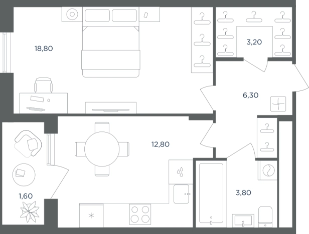 Купить однокомнатную квартиру в ЖК Равновесие в Московской области. Вариант № 7194480, 0, площадь -  квм, цена 9951811 рублей