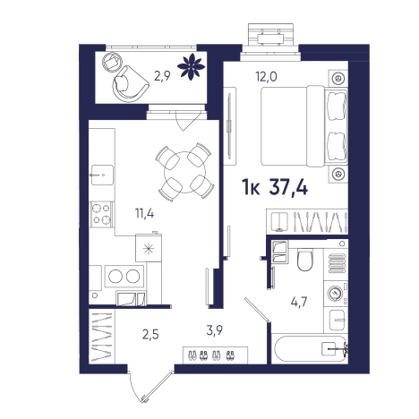 Купить однокомнатную квартиру на вторичке на улице Ленинградская в Пензе. Вариант № 10320369, 0, площадь -  квм, цена 4450600 рублей