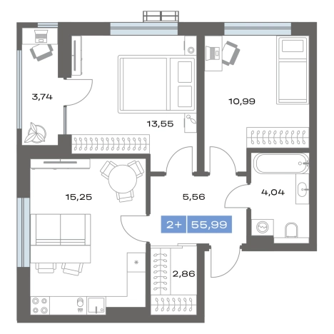 Купить двухкомнатную квартиру в новостройках в ЖК "Ритм" в Тобольске. Вариант № 3348399, 0, площадь -  квм, цена 6700000 рублей