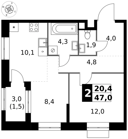 Купить двухкомнатную квартиру у метро Щелковская в Москве. Вариант № 10232695, 0, площадь -  квм, цена 19505000 рублей