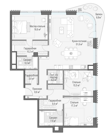 . Вариант № 168526, 0, площадь - 159.4 квм, цена 768280000 рублей