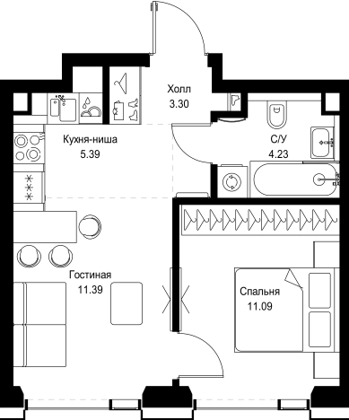 Купить однокомнатную квартиру в новостройках у метро Давыдково в Москве. Вариант № 10349365, 0, площадь - квм, цена 24025980 рублей