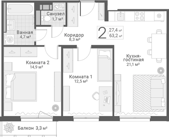 Купить двухкомнатную квартиру в ЖК Руднева, 15 в Санкт-Петербурге. Вариант № 7603549, 0, площадь -  квм, цена 17200000 рублей
