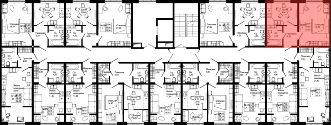 . Вариант № 2366014, 0, площадь - 37.8 квм, цена 4460400 рублей