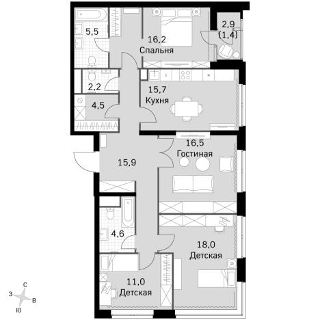 Купить четырехкомнатную квартиру у метро Тушинская в Москве. Вариант № 9467756, 0, площадь -  квм, цена 50743650 рублей