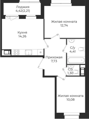 Купить квартиру в ЖК Новатория в Ленинградской области. Вариант № 6910157, 0, площадь -  квм, цена 7569392 рублей