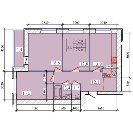 Купить трехкомнатную квартиру в Иванове. Вариант № 1190436, 0, площадь -  квм, цена 8825000 рублей