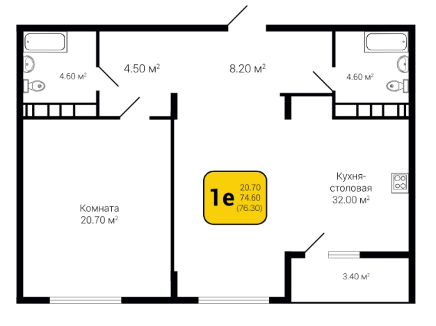 Купить однокомнатную квартиру в ЖК Джаз (Врн) в Воронеже. Вариант № 98009, 0, площадь -  квм, цена 12740879 рублей